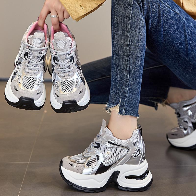 Thick sole heightening 10CM dad shoes women's summer new mesh breathable sports casual shoes small man