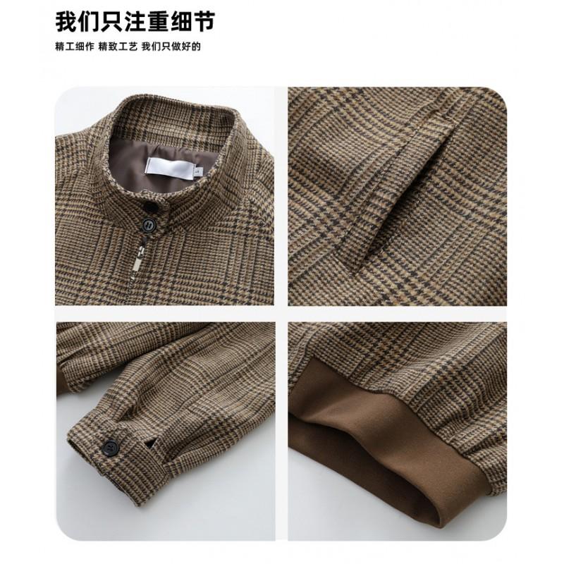 Mens Womens Vintage Herringbone Harrington Jacket Stand Collar Casual Outerwear Fall 2025
