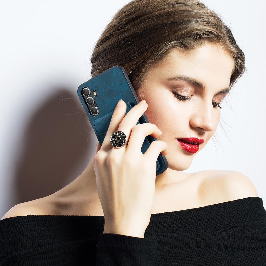 Para Capa de Celular Samsung Galaxy A15 4G/5G PU+TPU Textura Cavalo Louco