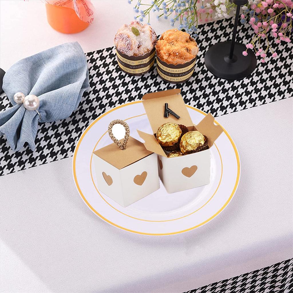 50pcs Kraft  Paper  Gift Box Recyclable Beautiful Simple Heart-to-heart Design Retro Candy Packaging Box For Gift Wrapping