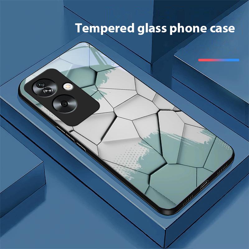 

Geometric Pattern For Oppo A79 5G 58 78 74 60 4G Reno 11F Realme GT 6 11 Note 50 10 C55 X2 Tempered Glass Black Phone Case For Reno 11 Pro 5G