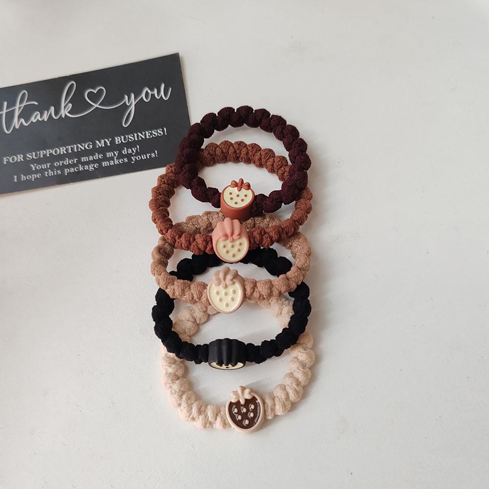 

5 шт. Европейский и американский стиль, кремово-хаки, эластичные резинки для волос для женщин, девочек, держатель для хвостика, кольца для волос, веревочные аксессуары