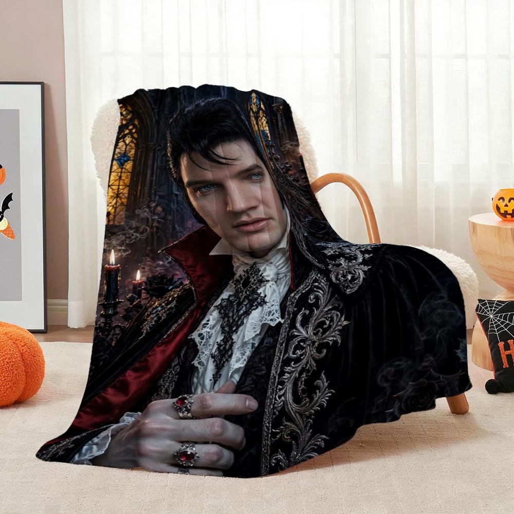 Gothic Vampire Nobleman Intricate Dark Patterns Flannel Blanket Allseason Fleece Blanket For Living Room Bedroom Gaming Room Home Decor