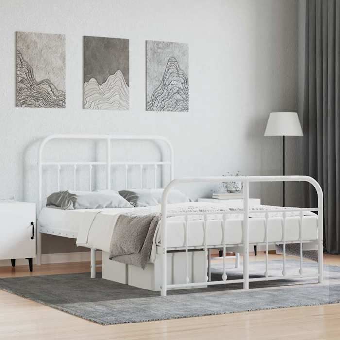 VidaXL Cadre de lit métal avec tête de lit-pied de lit blanc 120x190cm 352642