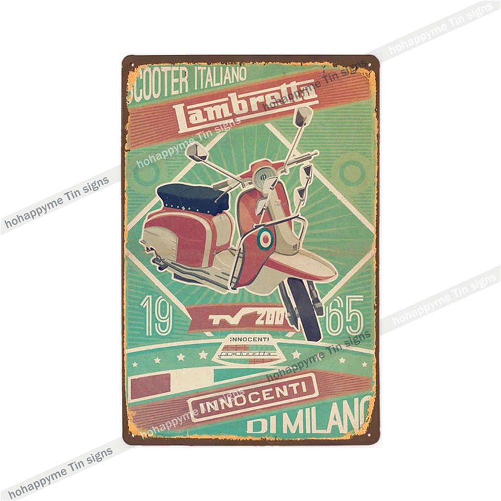 Lambretta Motor Vintage Metal Sign Plaque Decoration Motorcycle Garage Bar Wall Art Poster Plate Home Decor 20x30cm