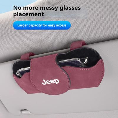 Car Sun Visor Glasses Organizer For Renegade Wrangler JK JL Grand Cherokee Compass Patriot Suede Magnetic Sunglasses Clip