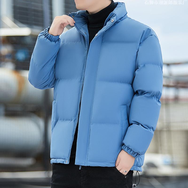 Down Jacket Men's Winter Couple Thickened Stand-up Collar Bread Jacket Ins Solid Color Versatile Warm Cotton Jacket