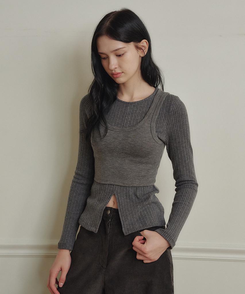 MARROT Sleeveless Top Layered Tee_Charcoal