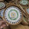 Vintage Handmade Rattan Woven Tray Boho Style Natural Colorful Shells Weaving Basket with Wood Handle Home Decor Serving Trays