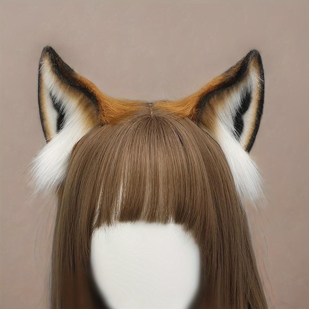 Faux Fox Ears, Fluffy Fox Ear Headbands, Realistic Ear Headbands,fluffy Fox Ear Animal Hair Accessories,suitable for Halloween Animation Cosplay Party