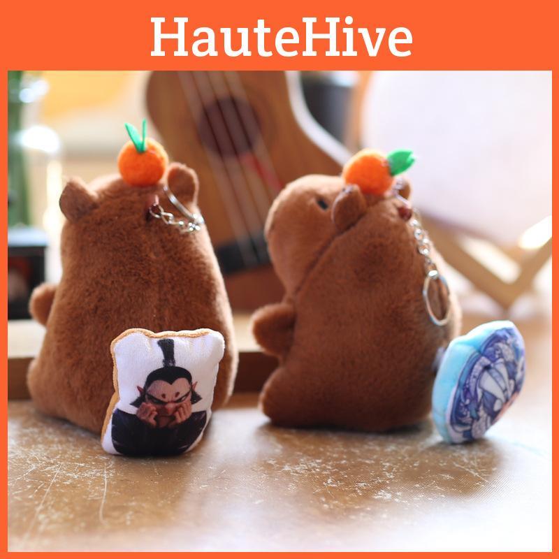 Aobing Plush Capybara Toy Keychain With Wagging Tail Soft Pp Cotton Decor Bag