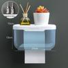 No-Drill Waterproof Toilet Paper Holder & Storage Shelf with Toothbrush Holders