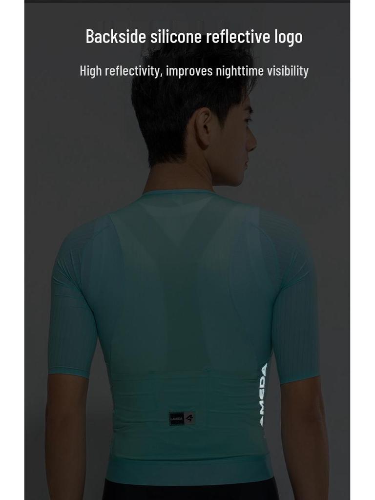 Lampaida Coolmax Schnelltrocknendes Herren-Kurzarm-Radtrikot für Frühling/Sommer - Rennrad- und Mountainbike-kompatibel