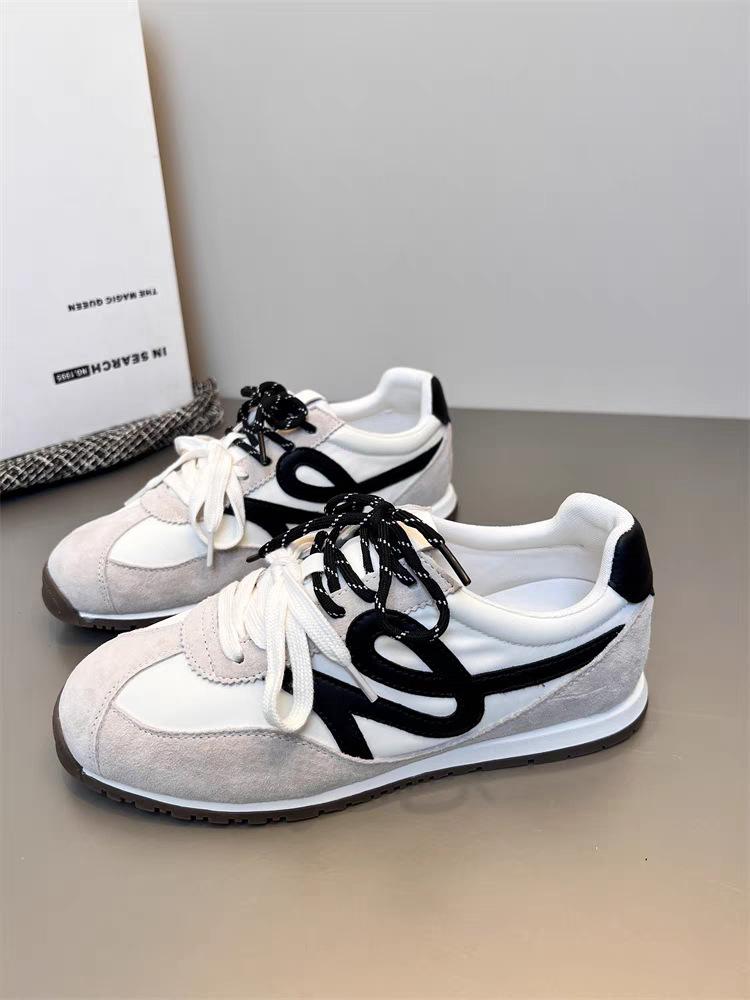 

Cowhide version~ Blue Dexun shoes retro round head lace-up Forrest Gump shoes versatile casual sports shoes flat running shoes 40 серый