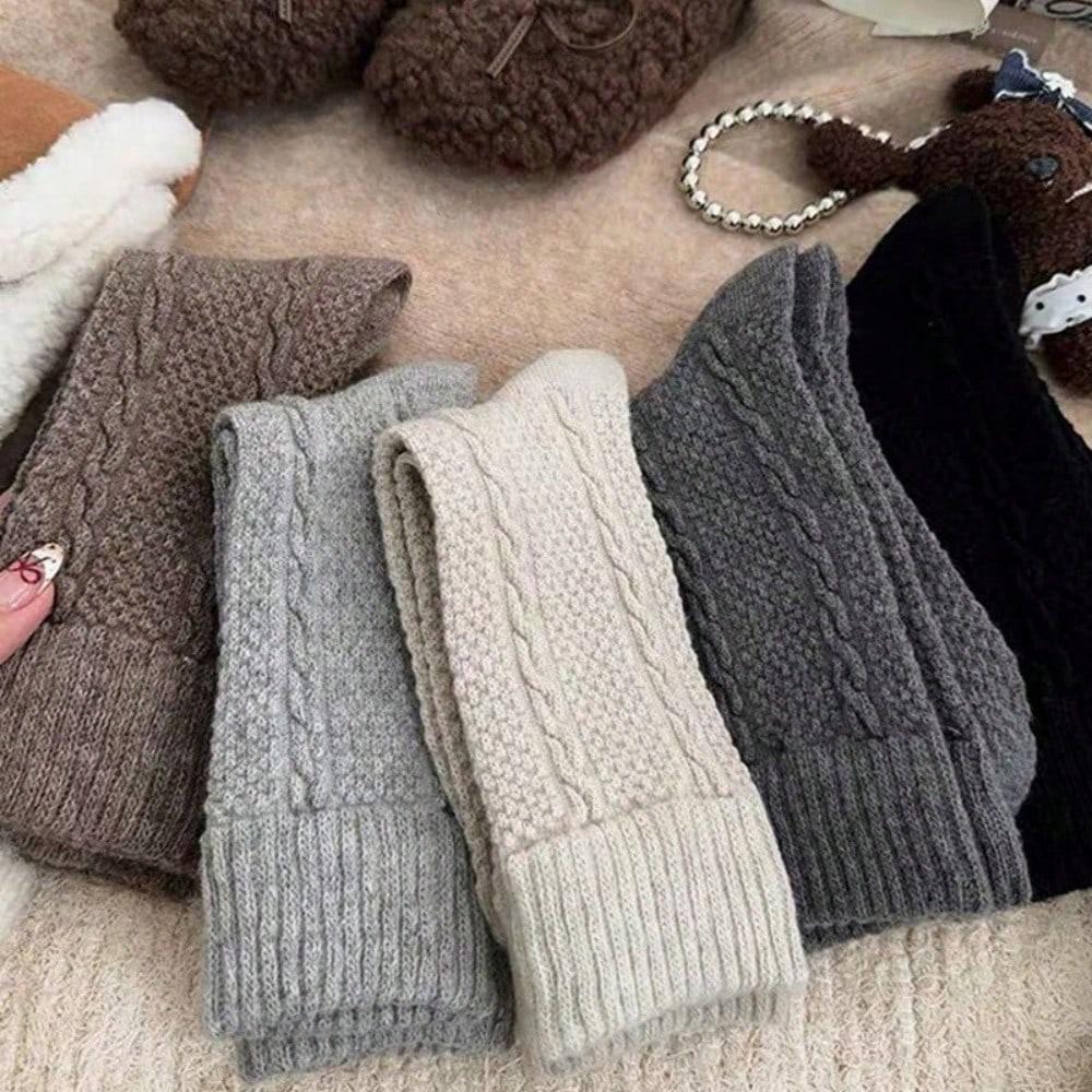 

5 pairs women s solid wool socks, casual breathable warm mid-calf winter socks- Indoor activities daily wear, Christmas gifts