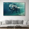 Animal African Elephant Swim in the Ocean Canvas Painting Posters and Prints Wall Picture Modern Living Room Home Deocr No Frame No Frame