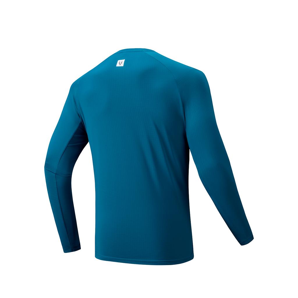 Anta Running Series Moisture-Wicking Quick-Dry Long Sleeve Knit Shirt Men tops Water-Kite-Blue 952615401-1