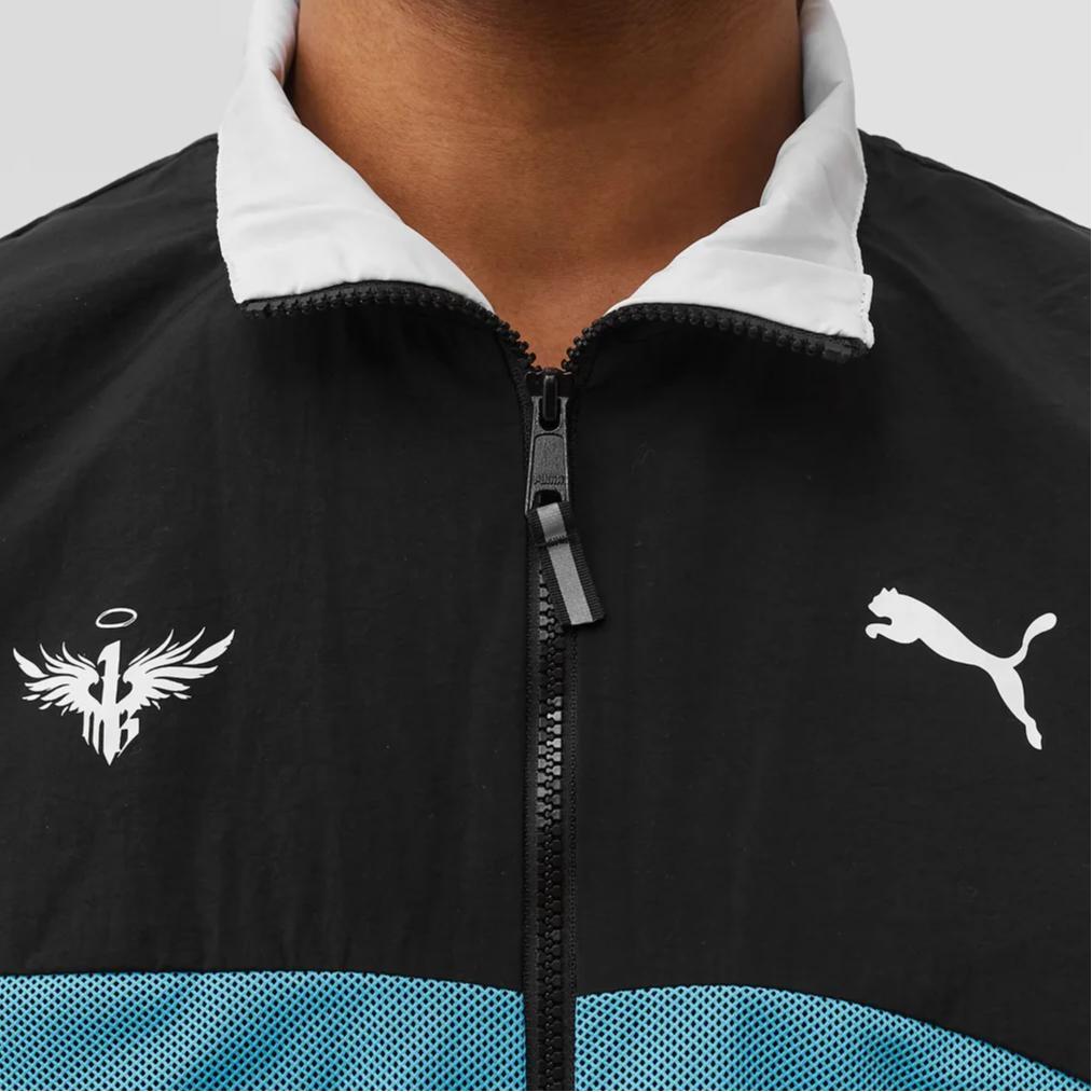 Puma Logo Print Zip Stand Collar Jacket Men Jackets Black 537997-01