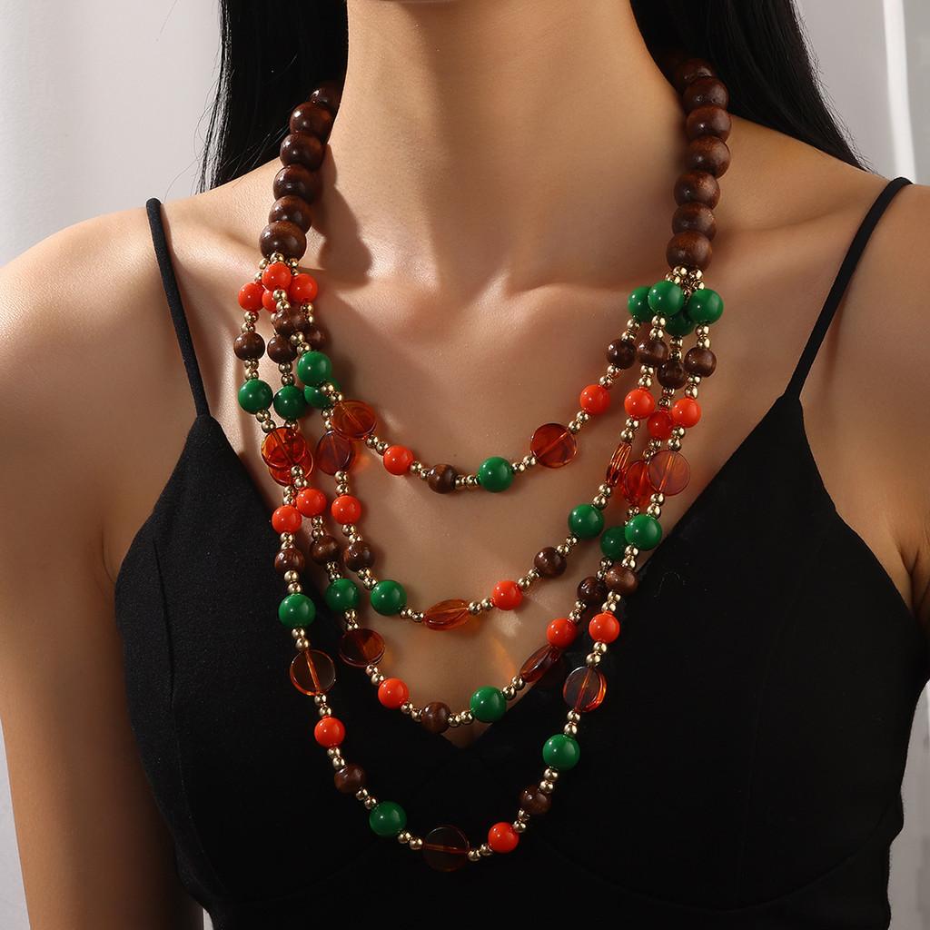 Bohemian Vintage Beaded Necklace With Multilayer Geometric Design For Womens Fashion