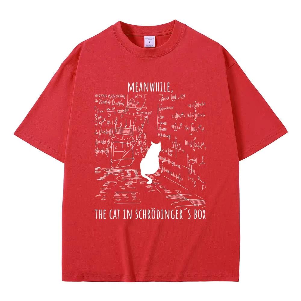 Nel frattempo Il Gatto nella Scatola di Schrödinger Divertente Meme T Shirt Uomo Donna Casual Cotone Vintage Tshirt Moda Maschile T-shirt Oversize
