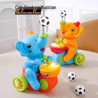 Electric Drumming Elephant Motorcycle Toy with Lights & Hovering Ball - Universal Wheel Gift for Boys & Girls