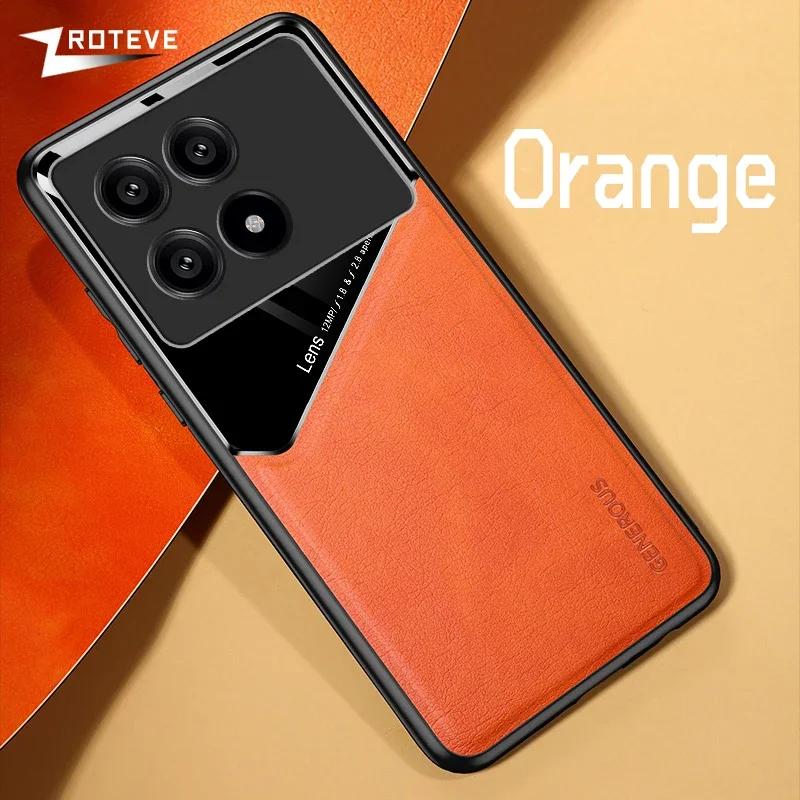 

For PocoX6 Pro Case PU Leather Car Magnetic Hard PC Cover For Xiaomi POCO X6 Pro Xiomi Pocophone X5 PocoX5 Phone Cases CHINA&For POCO X6 Pro 5G помаранчевий
