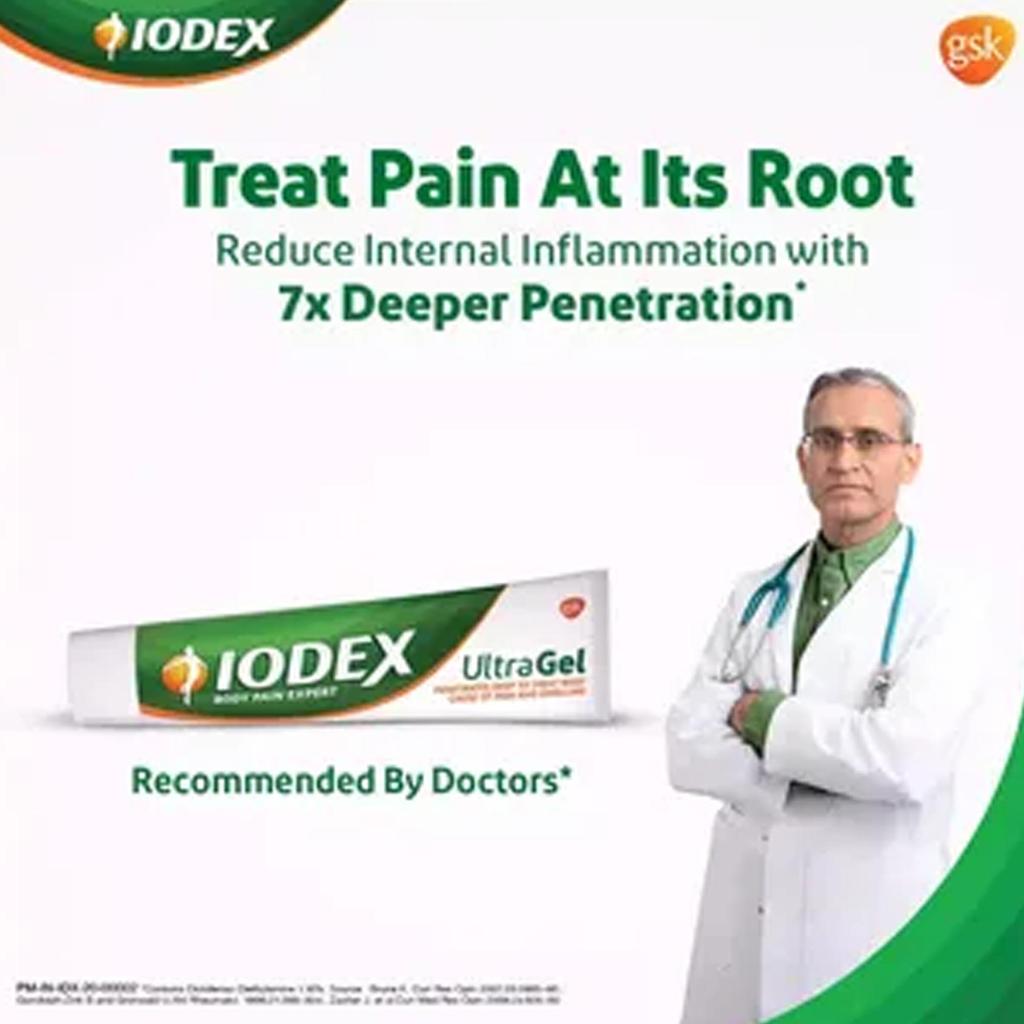 Iodex Ultra Gel+ 15GM Pain Relief Gel for Neck Shoulder Joint and Back Pain with Fast Absorption