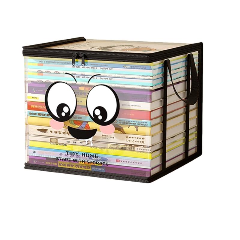 Large Opening Clear PVC Book Storage Container Pliable Double Handles Transparent Organiser Bin with Lid 674₽