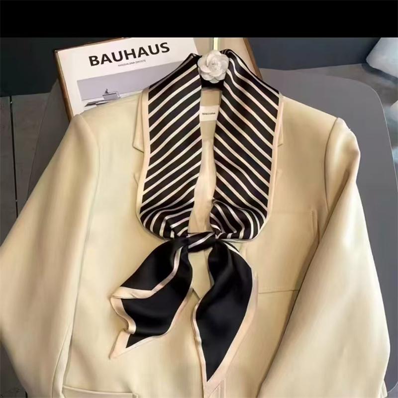 Fashion Blue Print Silk Scarf Women Soft Satin Horse Hairband Bevel Neckerchief Office Hijab Headband Foulard Bag Ribbons Gift