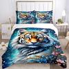 3pcs Tiger Fantasy Flowers Duvet Cover Set, Soft Comfortable Duvet Cover,Guest Room (1*Duvet Cover + 2*Pillowcase, Without Core) Yy251104130