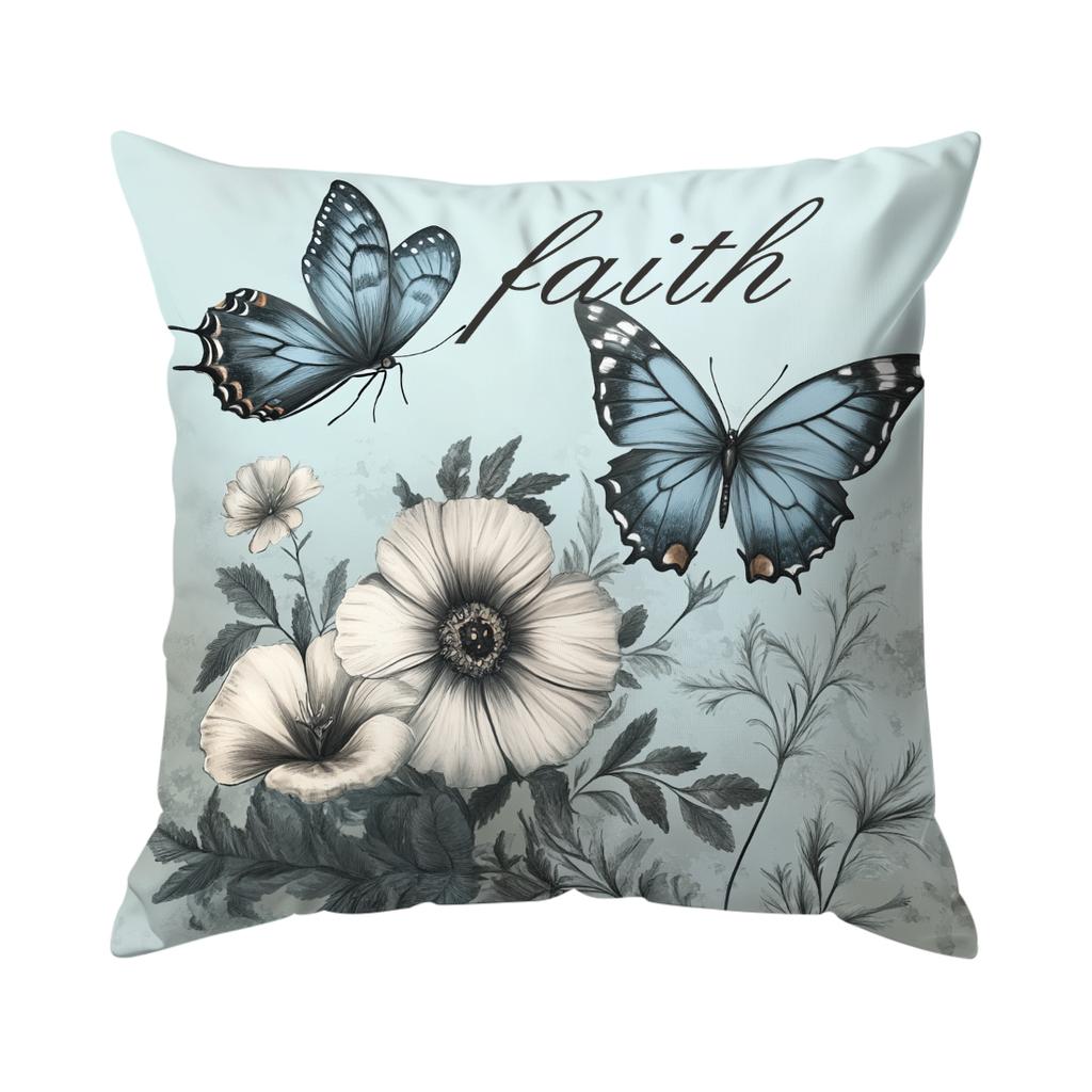 Schmetterlingsblumen Kissenbezug Gedruckt Polyester 45X45cm Dekokissenbezug Dekorative Sofakissenbezug Heimdekoration