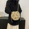 Summer Beach Straw Weave Bags Retro Cutout Crossbody Bags Travel Beach Straw Small Shoulder Bags For Women All-match Casual