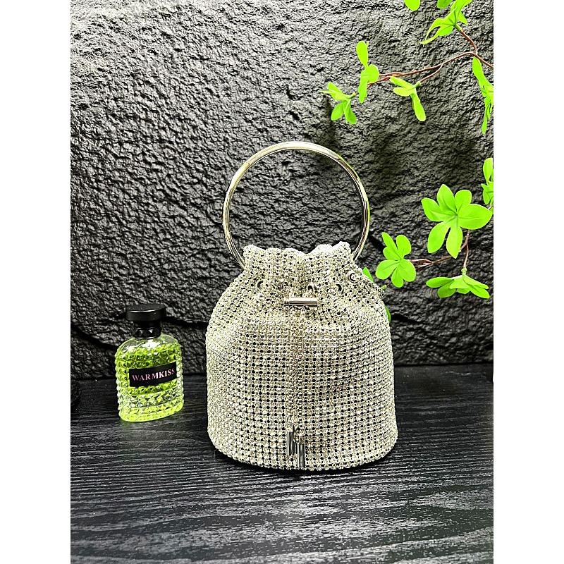 Flash diamond light luxury rhinestone bag inlaid brick women's dinner party full diamond portable bucket bag crossbody chain bag