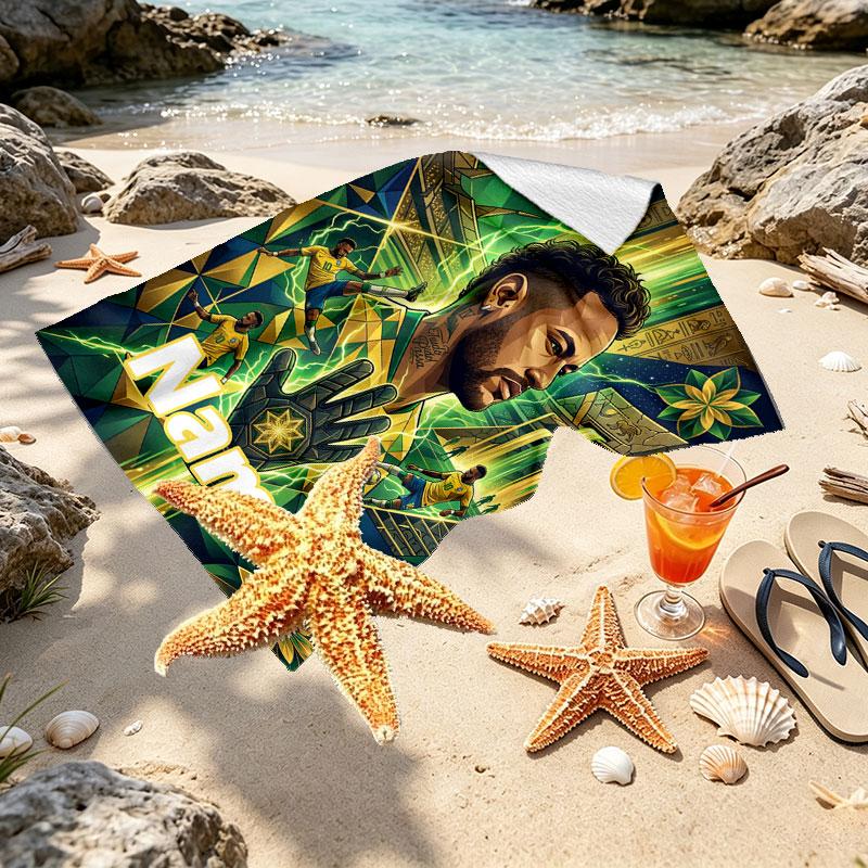 Personalisierbares Neymar Jr Strandtuch mit individuellem Namen, für Reise Camping Strandparty Heimdeko, Geburtstagsgeschenk für Familie & Freunde