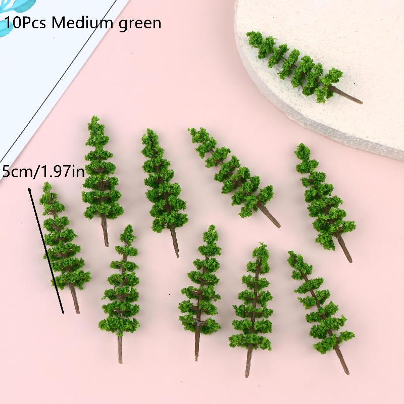

10Pcs Plastic Simulation Mini Green Tree Model Dollhouses Garden Landscape Ornaments Dollhouse Railway Street Scene Decoration