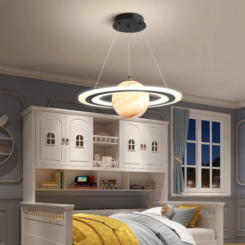 Modern Creative LED pendant light Children's Room Saturn Chandelier Bedroom Planetary Room Decoration Lighting Ceiling Light