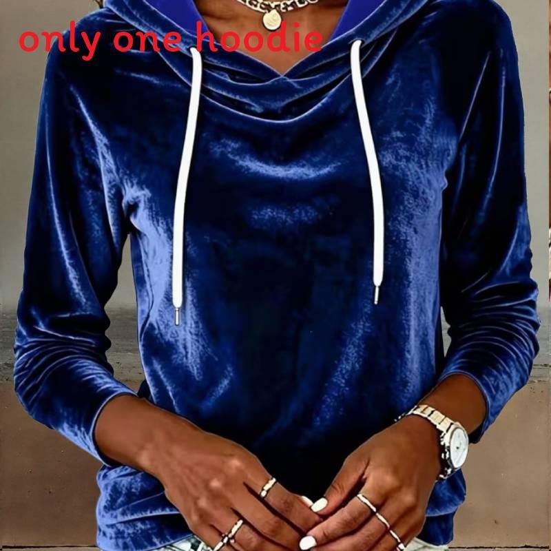 Silk Velvet Hoodie With Drawstring Hood For Womens Casual Autumn Winter Wear