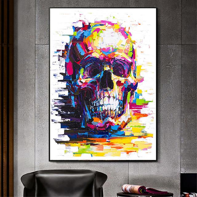 

Красочные граффити с черепом, холст, живопись, постеры и принты, настенная художественная картина, абстрактный декоративный домашний декор, Куадрос 21cm×30cm NoFrame