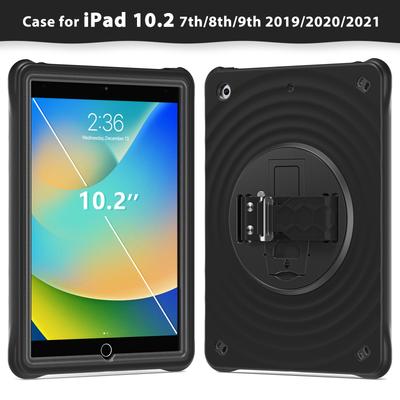 For iPad 10.2 (2021)/(2020)/(2019) Case Hand Strap Kickstand TPU+PC+Silicone Tablet Cover