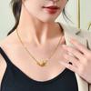 Graceful Titanium Steel Koi Fish Necklace For Women With Charming Gold Accents