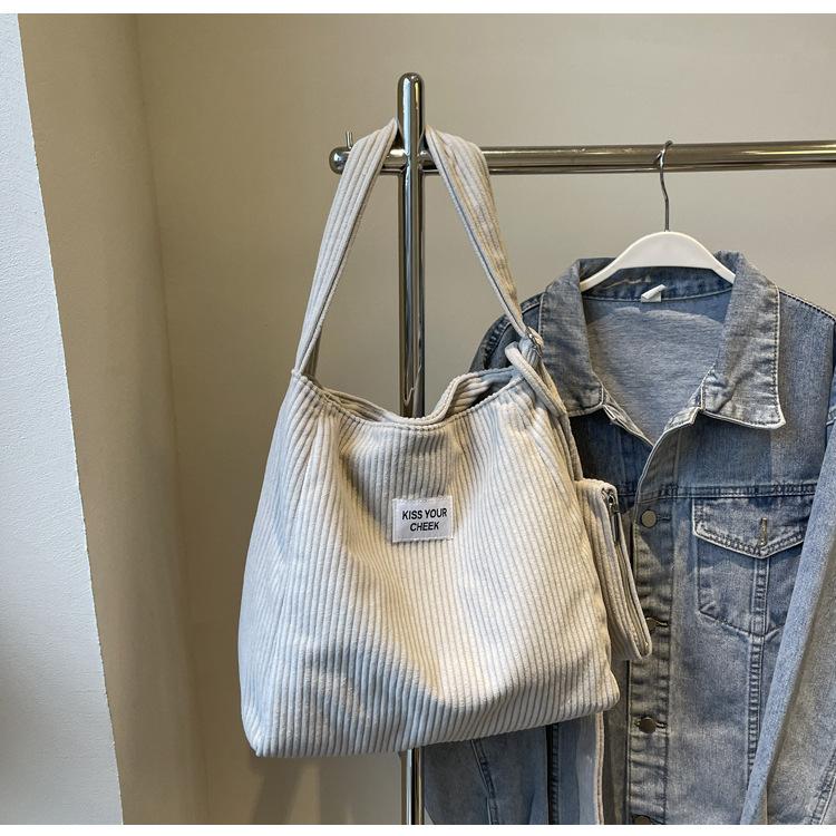 Manšestrová taška přes rameno pro ženy, velkokapacitní, ležérní, všestranná, retro taška, podzimní, jednoduchá, taška přes rameno