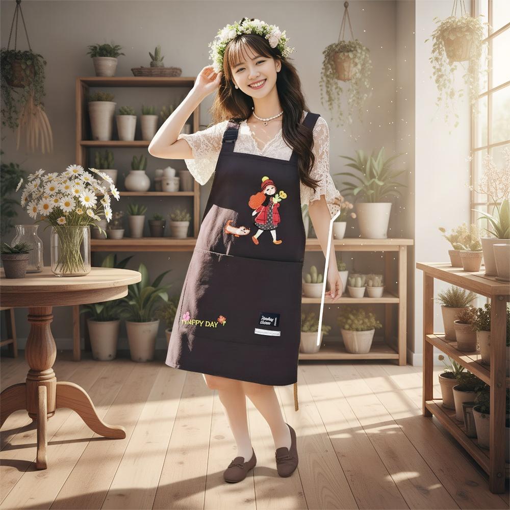 New Waterproof Cartoon Apron Sleeveless Breathable Cooking Aprons Large Pocket Anti-fouling Work Apron Home Kitchen