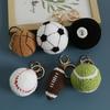 Billiards Rugby Knitting Basketball Keychain Handmaking Sport Ball  Pendant  Backpack
