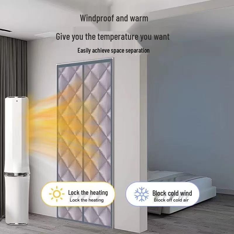 Winter Cotton Waterproof Door Curtain - Punch-Free, Windproof, Warm, Thickened, Magnetic Partition for Air Conditioning