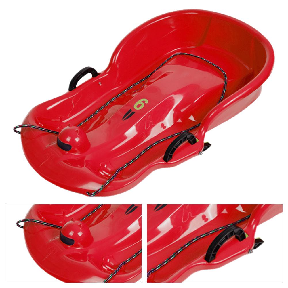 Plastic Snow Sled Snow Speeder Sled With Pull Rope Kid Downhill Sprinter Toboggan Snow Sled Solid Snow Sled for Winter Sport