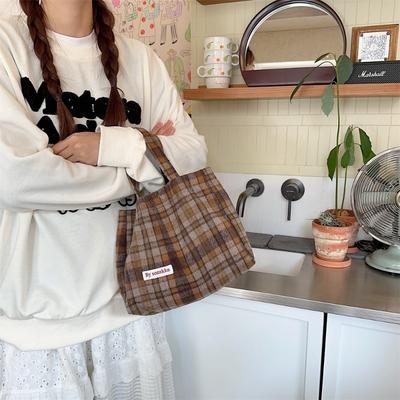 11 Simple Retro Woolen Multi-color Handbag Bag Women's New Plaid Autumn and Winter Women's Bag