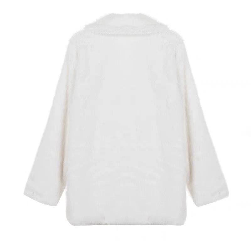 Autumn and Winter New Faux Fur Coat Suit Collar Mid-length Coat Women's Coat