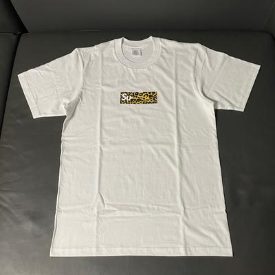 ZX Tee Stock Correct Supr Shanghai Limited Leopard Print Bogo Box Logo Tee Round Neck Pure Cotton Short Sleeve Trend High Quality