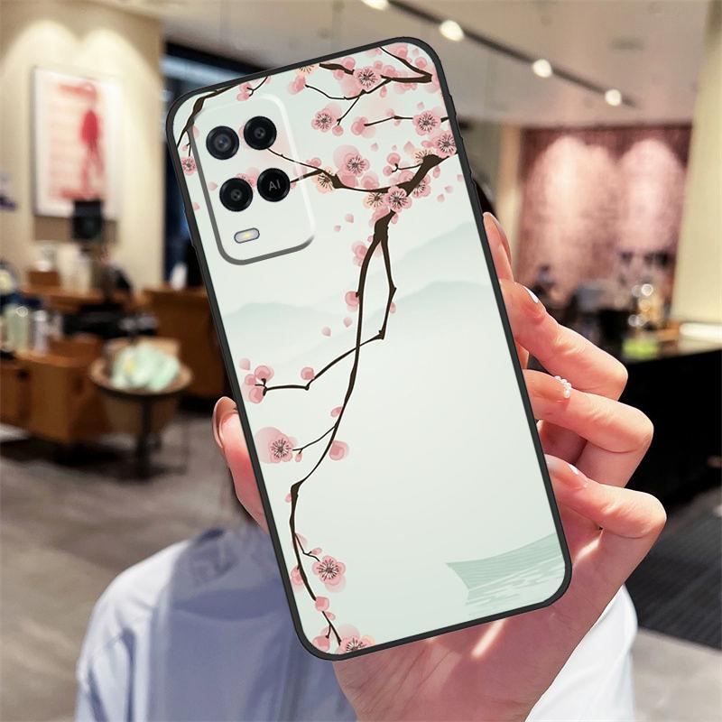 Cherry Blossom Floral Case For Oppo A40 A60 A80 A18 A38 A58 A78 A98 A16 A76 A96 A15 A17 A77 A74 A94 A54 A57S Cover