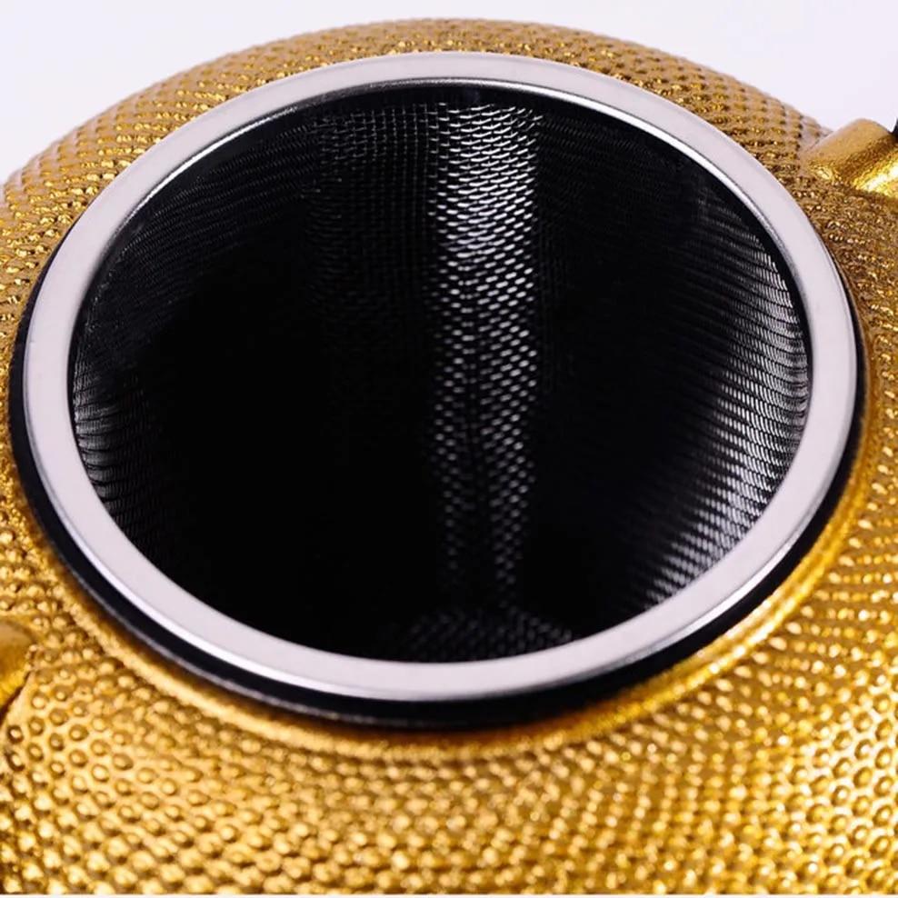 1.2L Cast Iron Kettle Golden Raindrop Iron Teapot Large Capacity Boiling Kettle Handle Pot Japanese-Style Health Teapot